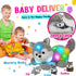 Hopearl LED Musical Stuffed Husky - Singing Plush Toy Playset with 3 Baby Puppies, 17''