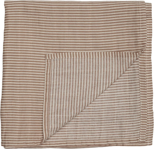 Denmark Muslin Swaddle Blankets, 100% Organic Cotton Super Soft Baby Swaddle, 47’’ x 47’’ (Natural Stripe)