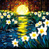 Bgraamiens 1000 Pieces Puzzle - Moonlight Daffodils - Square Stained Glass Art Puzzle for Adults and Kids