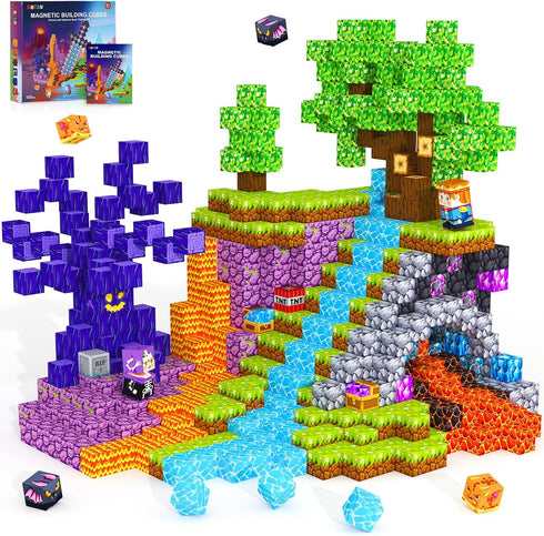 ORZbb Magnetic Blocks, Kids Magnetic Building Cubes Toys for 3-13 Year Old Boys