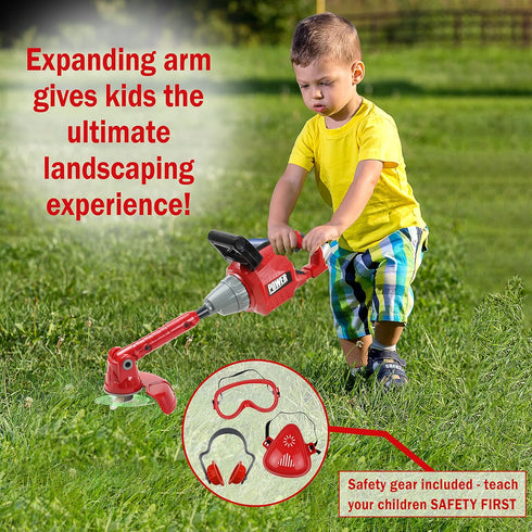 Kids Weed Trimmer Toy, Toddler Gardening Tools with Lights and Sounds, Includes Mask, Safety Goggles, Earmuffs