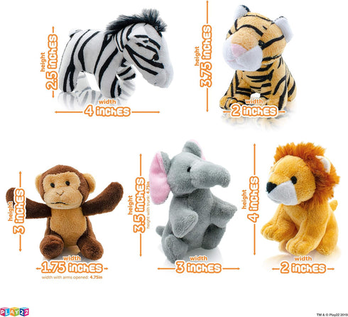 Play22 6-Piece Set Plush Talking Jungle Animals with Carrier for Kids, Babies & Toddlers - Elephant, Tiger, Lion