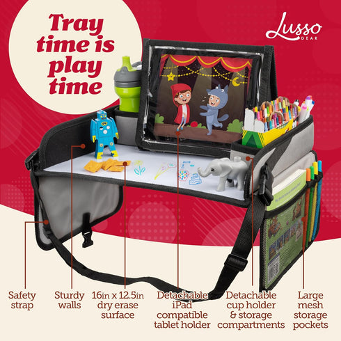 Lusso Gear Lap Tray for Toddler and kids, Table Tray for Travel, Car Seat, Airplane, Desk Essential Accessories