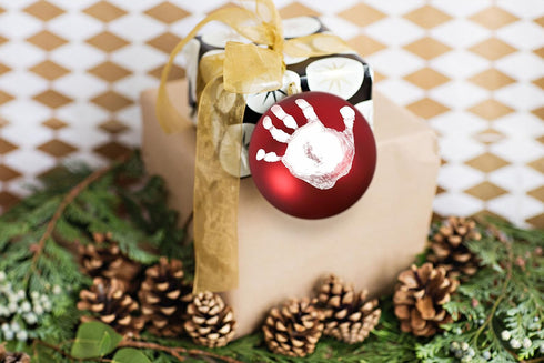 Pearhead Red Handprint Ball Ornament, DIY Baby Hand or Footprint Holiday Keepsake