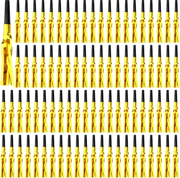 102 Pieces Glitter Gold Fringed Noise Maker - Musical Blow Outs for Kids Birthday Holiday Party Favors Goodie Bag