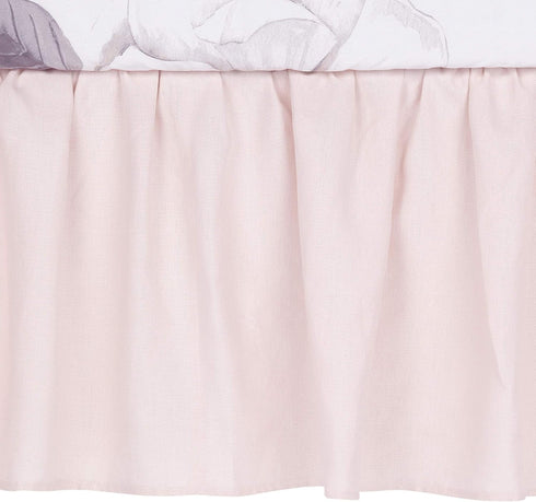 Lambs & Ivy Floral Garden Pink Linen Shirred Crib Skirt/Dust Ruffle