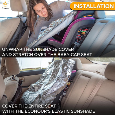 EcoNour Baby Car Seat Sun Shade Cover | Infant Carseat Heat Protector Keeps Toddler Seat at a Cool Temperature |