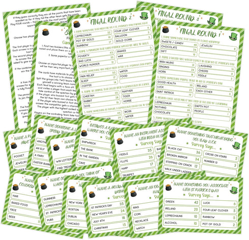 St. Patrick's Day Friendly Feud Game - Trivia, Quiz, and Group Game for Family Fun