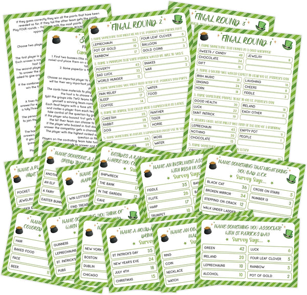 St. Patrick's Day Friendly Feud Game - Trivia, Quiz, and Group Game for Family Fun