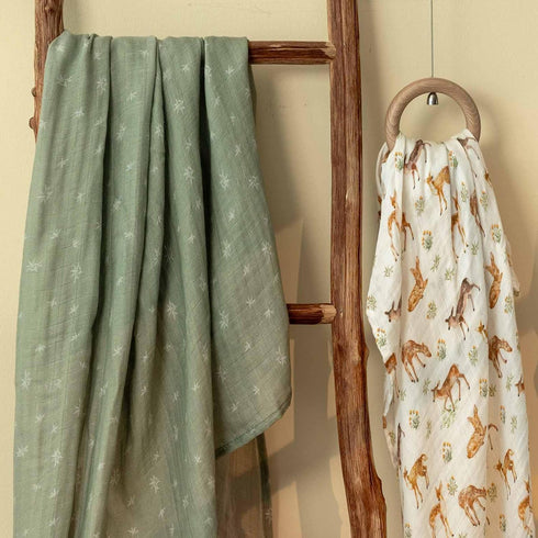 (35" 40") 2-Pack GLLQUEN BABY Muslin Swaddle Blankets Breathable Receiving Blankets x Soft Baby Blankets for Girls