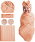 Golener Muslin Swaddle Blankets - Sleepea Swaddle with Bow Headbands, Hats Set