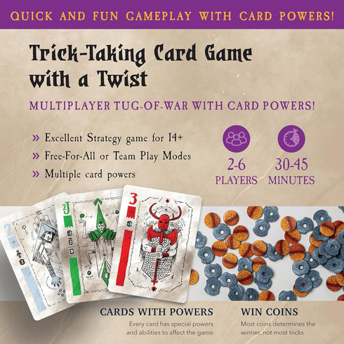 Daily Magic Games 3-6 14+ Thrones of Valeria Trick Taking Card Game - Fast and Fun Strategy Card Game with Card Powers
