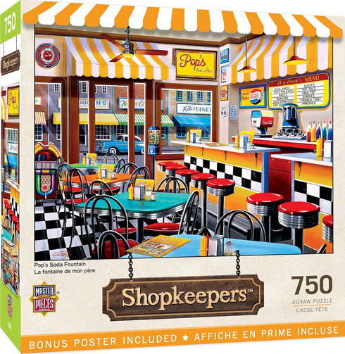 Masterpieces 750 Piece Jigsaw Puzzle for Adults and Family - Pop's Soda Fountain - 18"x24"