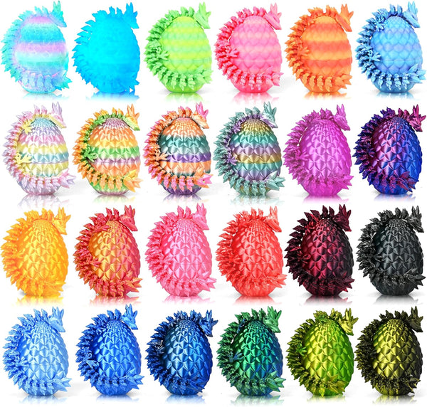 24P 3D Printed Dragon Eggs, Mystery Crystal Dragon Egg for Easter Basket