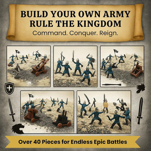 Playset 42 Liberty Imports Medieval Knights and Dragons Figures Plastic Fantasy Soldier Figurines and Accessories Toys