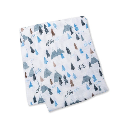 lulujo Baby 100% Cotton Muslin Swaddle Blanket, 47 x 47-Inches, Mountain Top Design