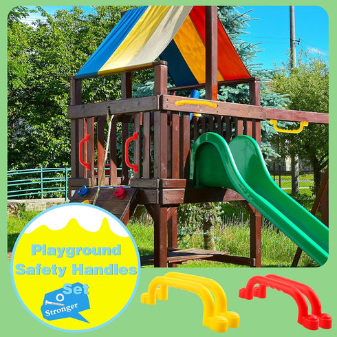 4 Pieces Kids Playground Safety Handles - Grab Handle Bars for Outdoor Playset, Backyard Playhouse Equipment