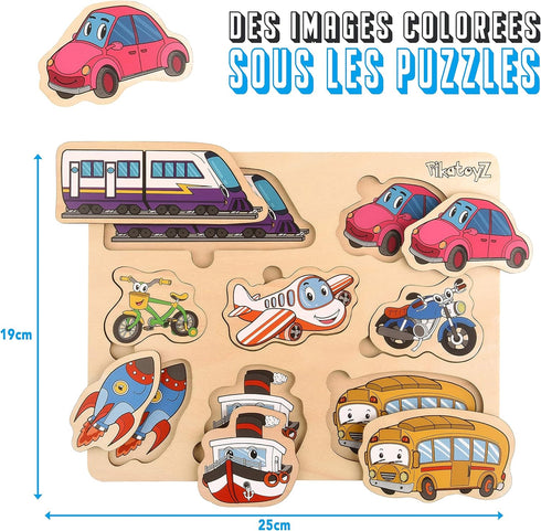 Puzzles for 1 2 3 year old. Ideal transport Wooden Puzzles for Kids. Travel Wooden Toys for 1 + year old. Wooden baby puzzle ideal as a gift. Montessori Toys. Educational and Learning Toys.