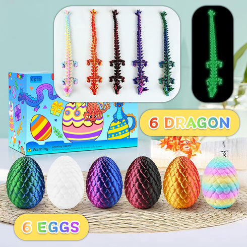 8" 3D 3D Set Impossmaker Printed Easter Dragon Eggs with Printed Dragon Inside, Easter Basket Stuffers Mini Dragon Egg