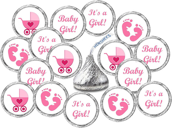 324 Pink Its a Girl Baby Shower Favors Stickers for Baby Shower or Baby Sprinkle Party Decorations, Made in USA