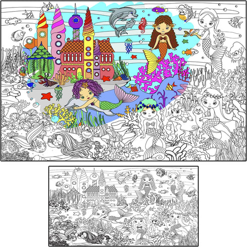 ALEX Art , Giant Coloring Poster - Mermaid Large Wall Coloring Pages - Fun