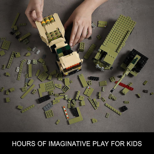 JOYCOLI Sets 2 M2 8-14 Military Vehicles Building Compatible with Lego, Includes Army Armored Trucks Toy Models