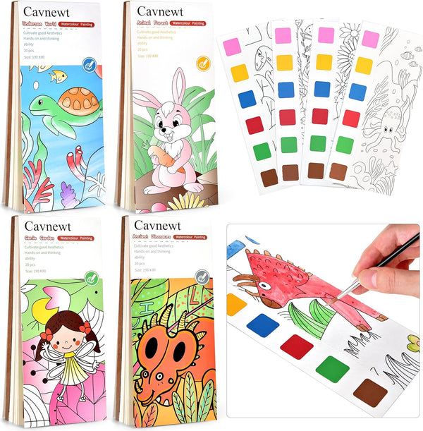 Cavnewt 4Pack Mini Paint Pads, Watercolor Paint Pad, Pocket Watercolor Painting Book, Mess