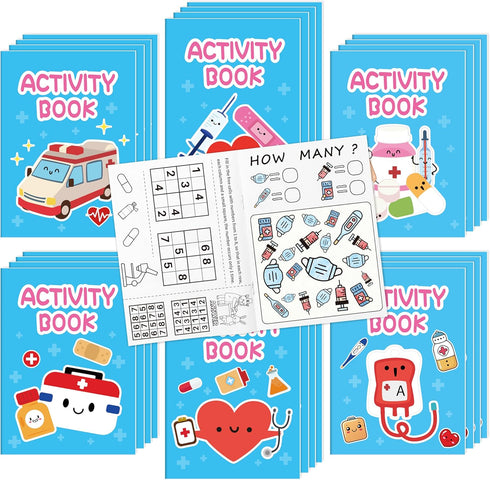 Bulk Medical Activity Books for Kids - 24Pcs Medical Mini Games Coloring