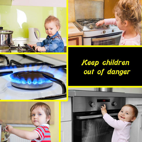 6 Pack Clear Stove Knob Safety Covers - Child Proof Lock for Oven/Stove Top/Gas Range - Baby/Toddler Kitchen Safety