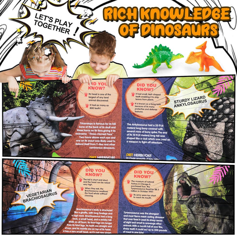 Dinosaur Toys with Sound Book and 12 Toy Figures, Interactive Educational Toys for Kids Ages 3-6