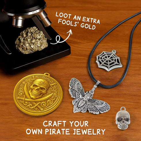 16+ 6+ PIBEX Pirate Treasure Coins Dig Kit Dig & Collect Ancient Metal Coin Replicas, Fools Gold & Pirate Charms STEM