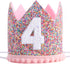 Rainbow Crown - 4th Birthday Party Glitter Crown, Kids Birthday Hats, Baby Photo Props, Little Girls Hair Accessories