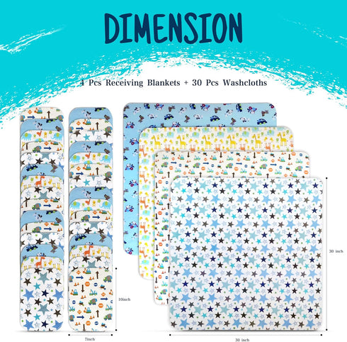 Omilion Receiving Blanket for Baby, 4 Pack, 30 inch x 30 inch, 100% Flannel Cotton