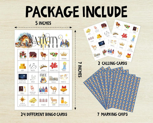 Nativity Bingo Games Cards, Christian Nativity Bingo Game Set, Christmas Party Bingo Game, Bible Verse Bingo Supplies for Adults Family Friends, Christmas Party Holiday Decorations -12