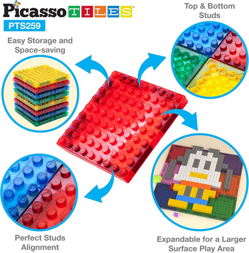 PicassoTiles 259pcs Magnetic Brick Tile Building Block Combo Set, Compatible with Other Tiles for Ages 3+