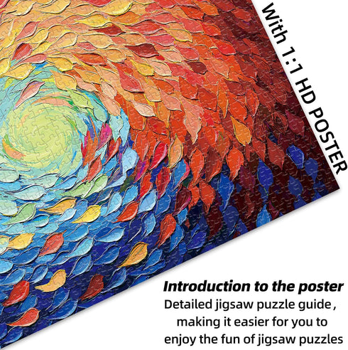 1000 27.5"x19.6" Hopgo Piece Puzzle for Adults, Colorful Gradient Rainbow Jigsaw Puzzle, Art Painting Difficult Puzzles