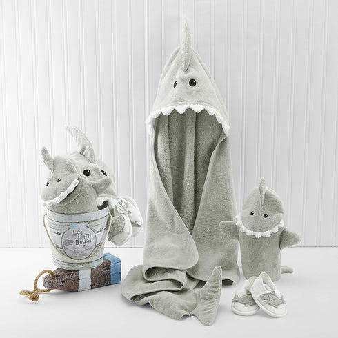 Set Baby Shark Baby Gift -Babies Bath Essentials, Newborn Baby Boy Gift, Shark-Themed Shower Gift