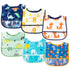 6Pcs Waterproof Toddler Bibs Set, Adjustable Baby Teething Bib with Crumb Catcher Pocket for 6-24 Months
