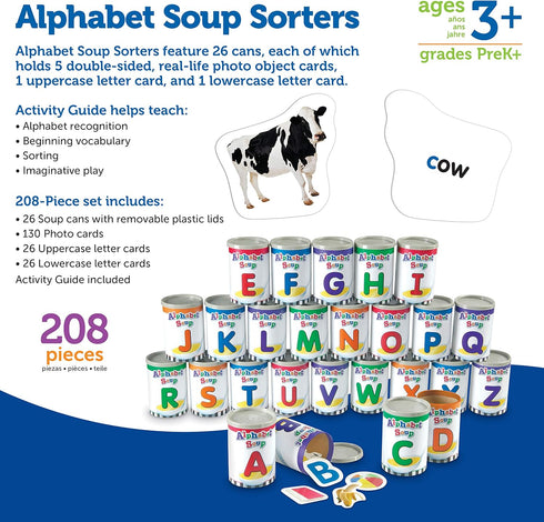 208 3+, Learning Resources Alphabet Soup Sorters - Pieces, Ages Early Phonics Manipulatives, ABCs, Alphabet Awareness