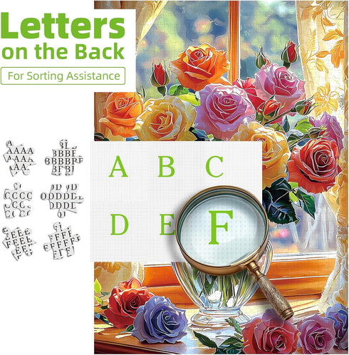 1000 27.5" 19.7" Piece Puzzle for Adults, Colorful Mixed Rose Bouquet Jigsaw Puzzle with Letters on Back for Family