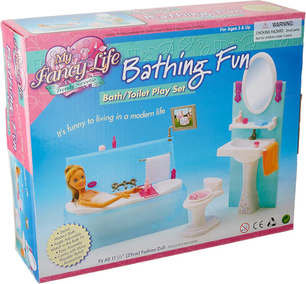 Dollhouse Furniture - Bathing Fun Playset with Bath Tub and Toilet