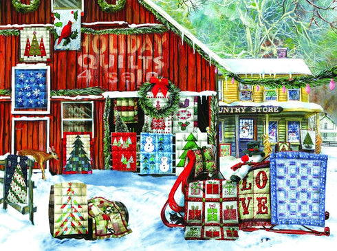 SUNSOUT INC Holiday Quilts 1000 pc Jigsaw Puzzle by Artist Tom Wood - Finished Size 20" x 27"