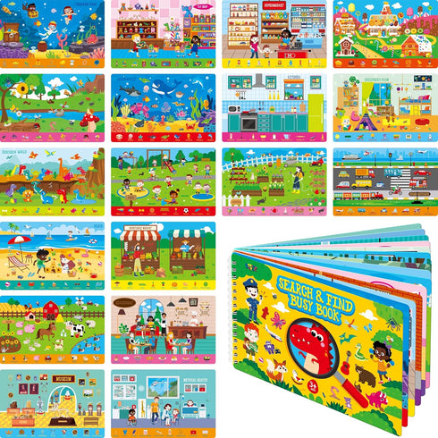 SpriteGru Search & Find Book, 30 Dry Erase Activities Game Pad, Reusable