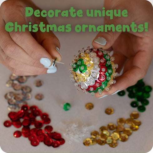 READY 2 LEARN Create Your Own Sequin Ornaments, Set of 6 Christmas Crafts for Kids, All Materials Included
