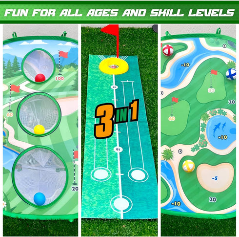 Golf Games for Kids - Sticky Golf Game, Golf Cornhole Game, and Golf Putting Game for Indoor and Outdoor Activities