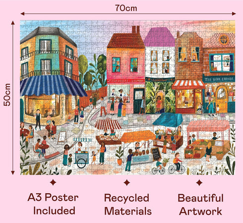 1000 1000 Summer 28 20 inches Elena Essex Puzzles Pieces - Market Day, Puzzles for Adults Pieces, Landscape Shops