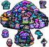 50 Pcs Neon Mushroom Stickers for Kids, Waterproof Vinyl Vegetation Decals for