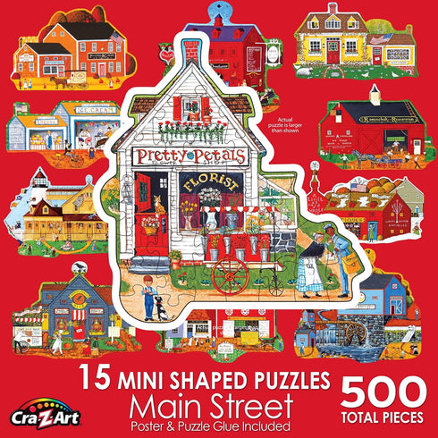 RoseArt - Mini-Shaped - Main Street - 500 Piece Jigsaw Puzzle for Adults