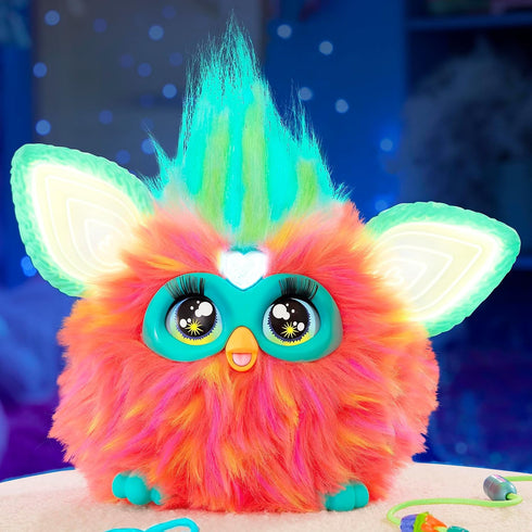 Furby Coral Interactive Plush Toy with 15 Fashion Accessories for 6 Year Old Girls & Boys