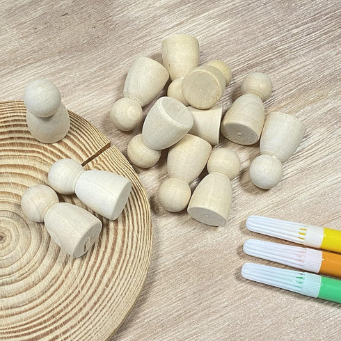 100 Pieces Unfinished Wooden Peg Dolls, Craft Blank Family Figures 5/8 x 1-1/4 Inch
